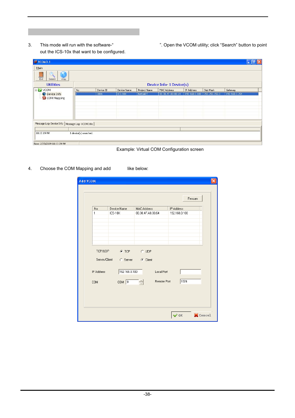 Vcom utility to create virtual com port | PLANET ICS-102 User Manual | Page 43 / 73