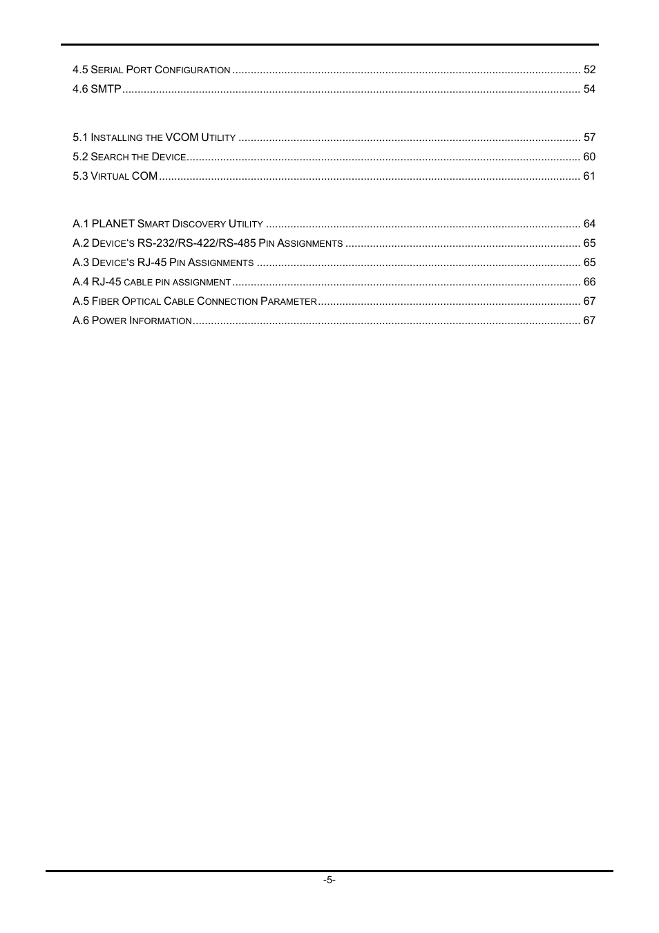 Software vcom utility, Appendix a | PLANET ICS-102 User Manual | Page 5 / 73