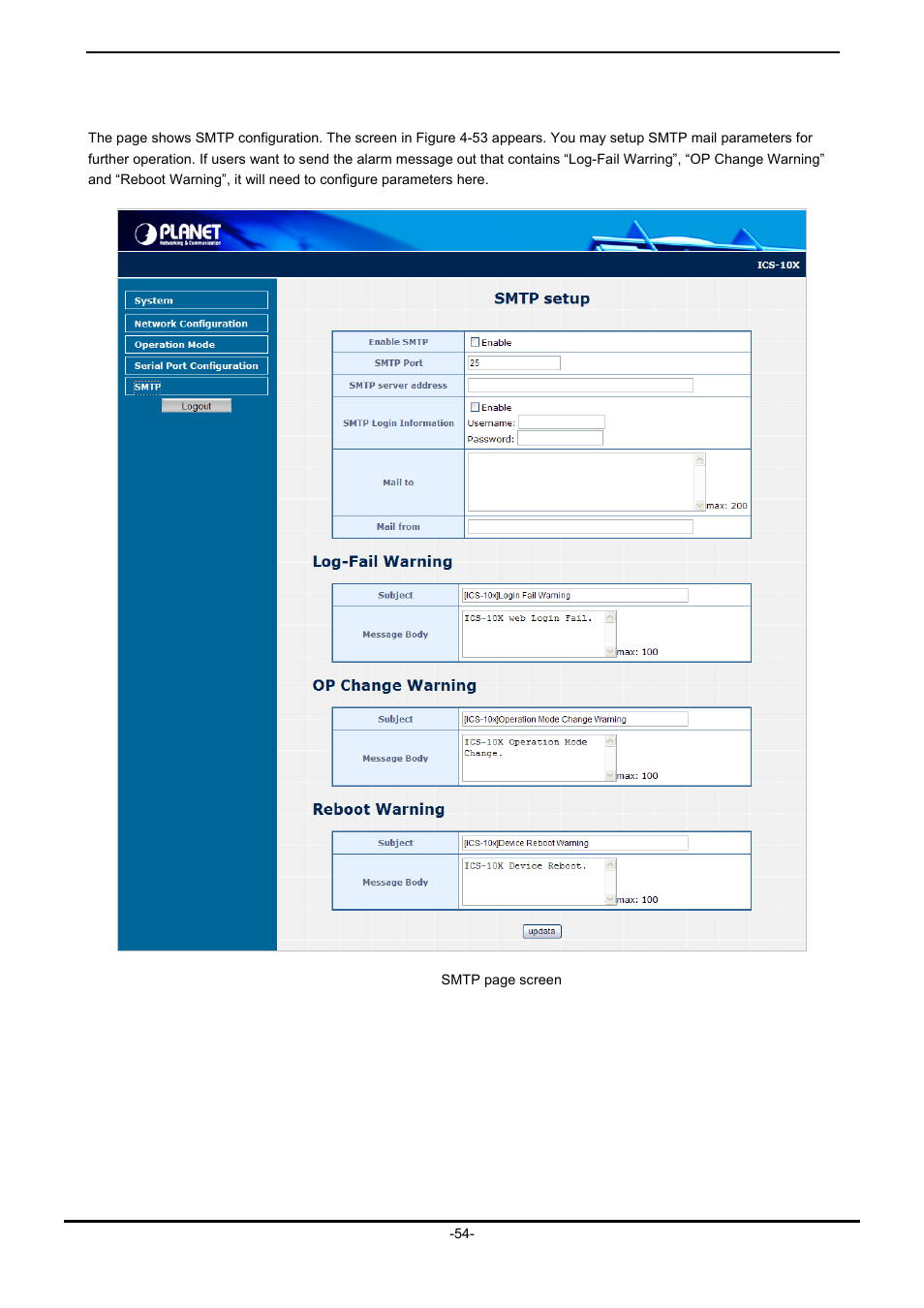 6 smtp, Smtp | PLANET ICS-102 User Manual | Page 59 / 73