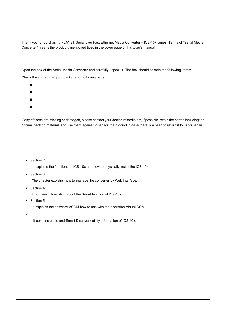 Introduction, 1 package contents, 2 how to use this manual | Ackage, Ontents, Ow to, Anual | PLANET ICS-102 User Manual | Page 6 / 73