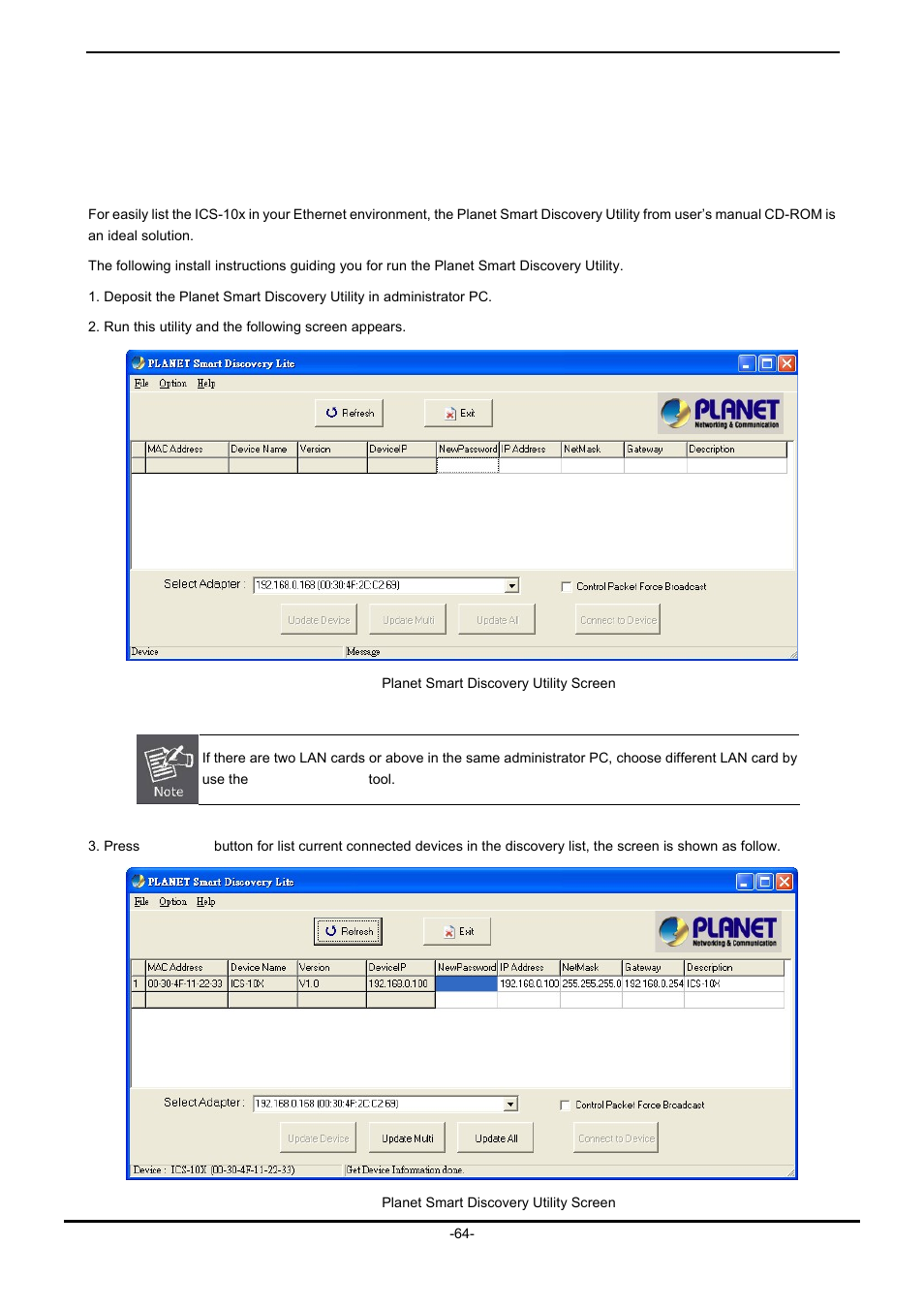 Appendix a, A.1 planet smart discovery utility, Planet | Mart, Iscovery, Tility | PLANET ICS-102 User Manual | Page 69 / 73