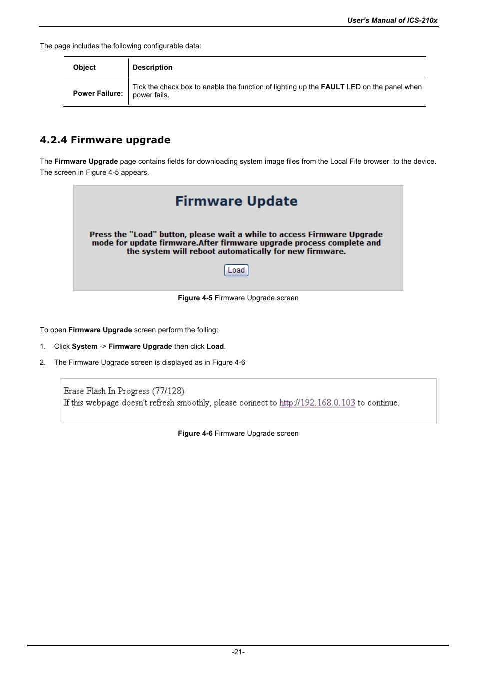 4 firmware upgrade | PLANET ICS-2100 User Manual | Page 25 / 69