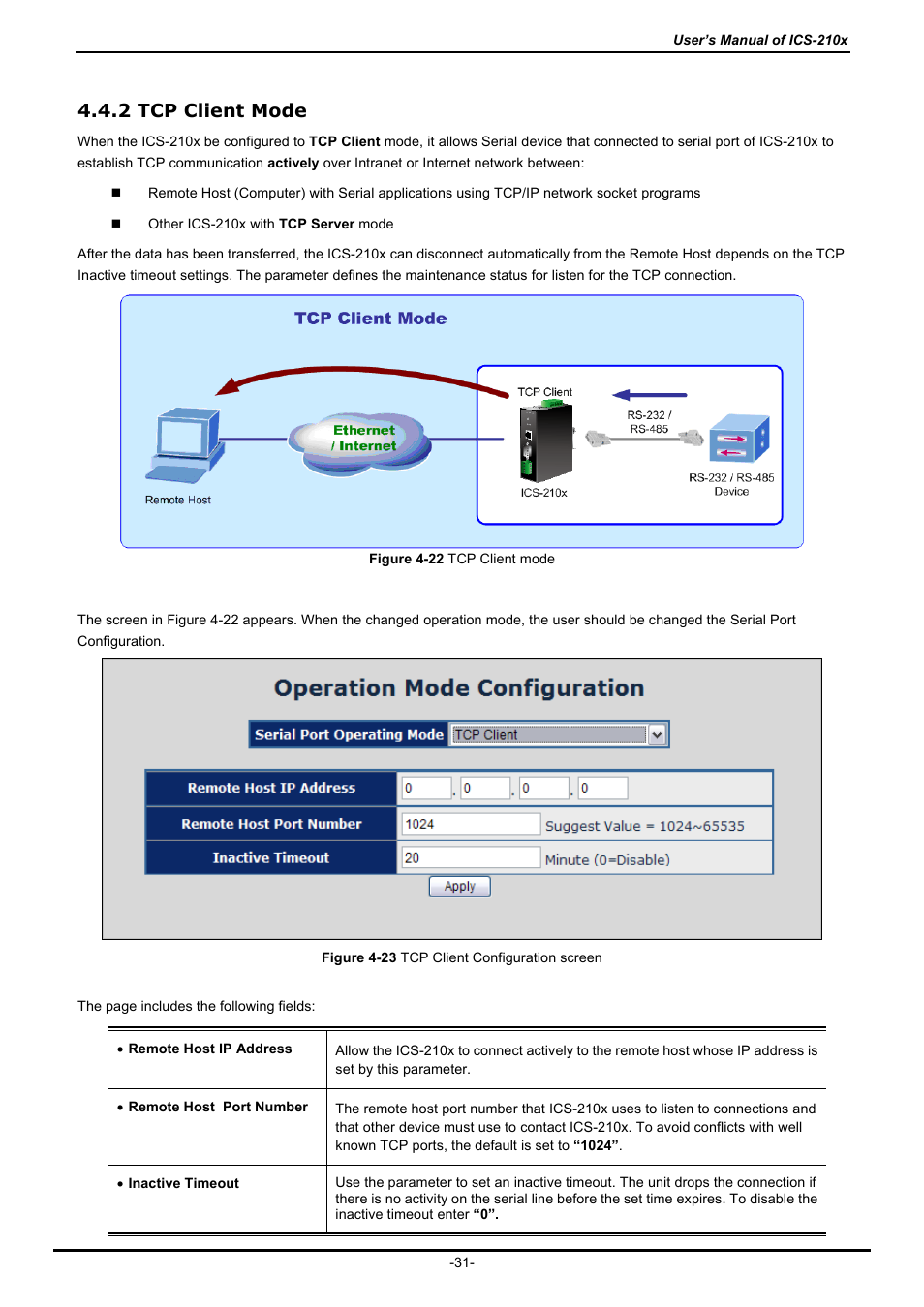 2 tcp client mode | PLANET ICS-2100 User Manual | Page 35 / 69