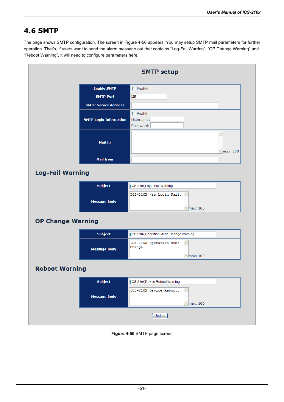 6 smtp, Smtp | PLANET ICS-2100 User Manual | Page 55 / 69