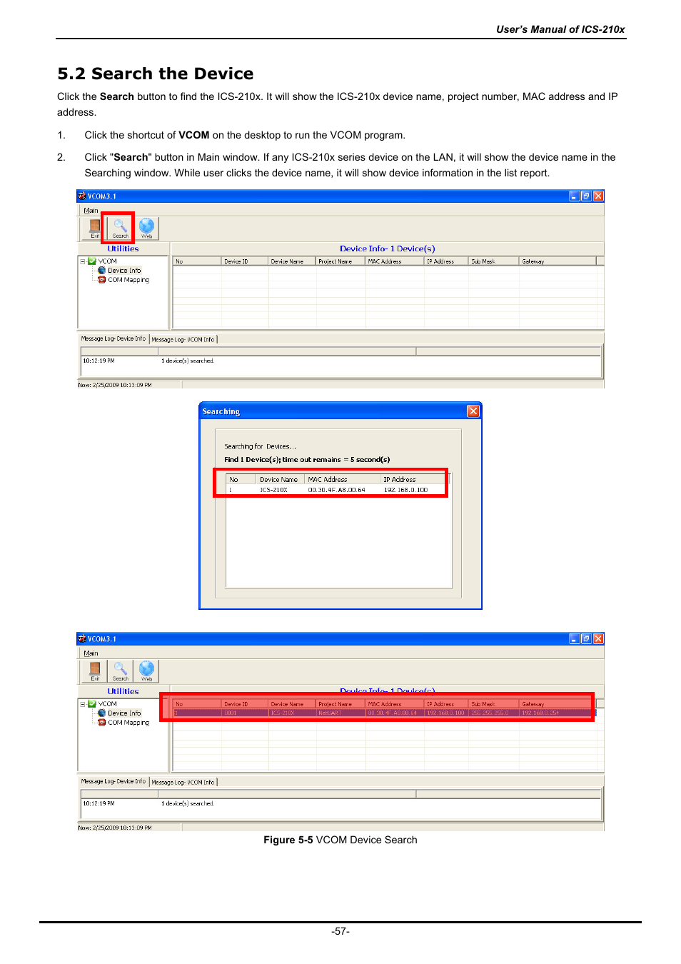 2 search the device, Earch the, Evice | PLANET ICS-2100 User Manual | Page 61 / 69