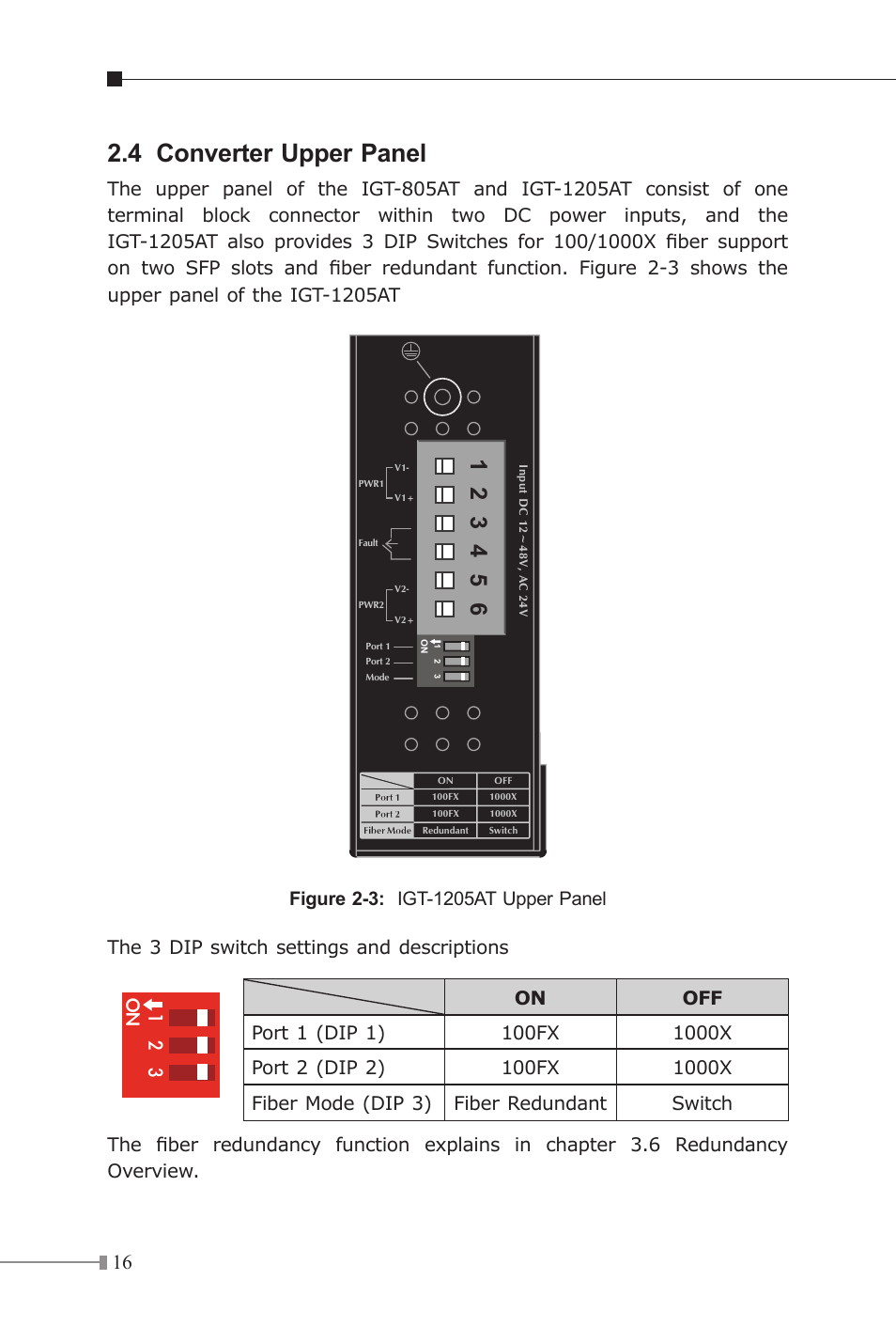 4 converter upper panel | PLANET IGT-1205AT User Manual | Page 16 / 36