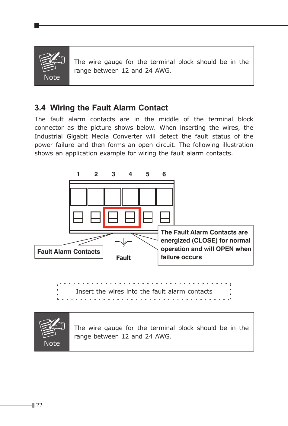 4 wiring the fault alarm contact | PLANET IGT-1205AT User Manual | Page 22 / 36