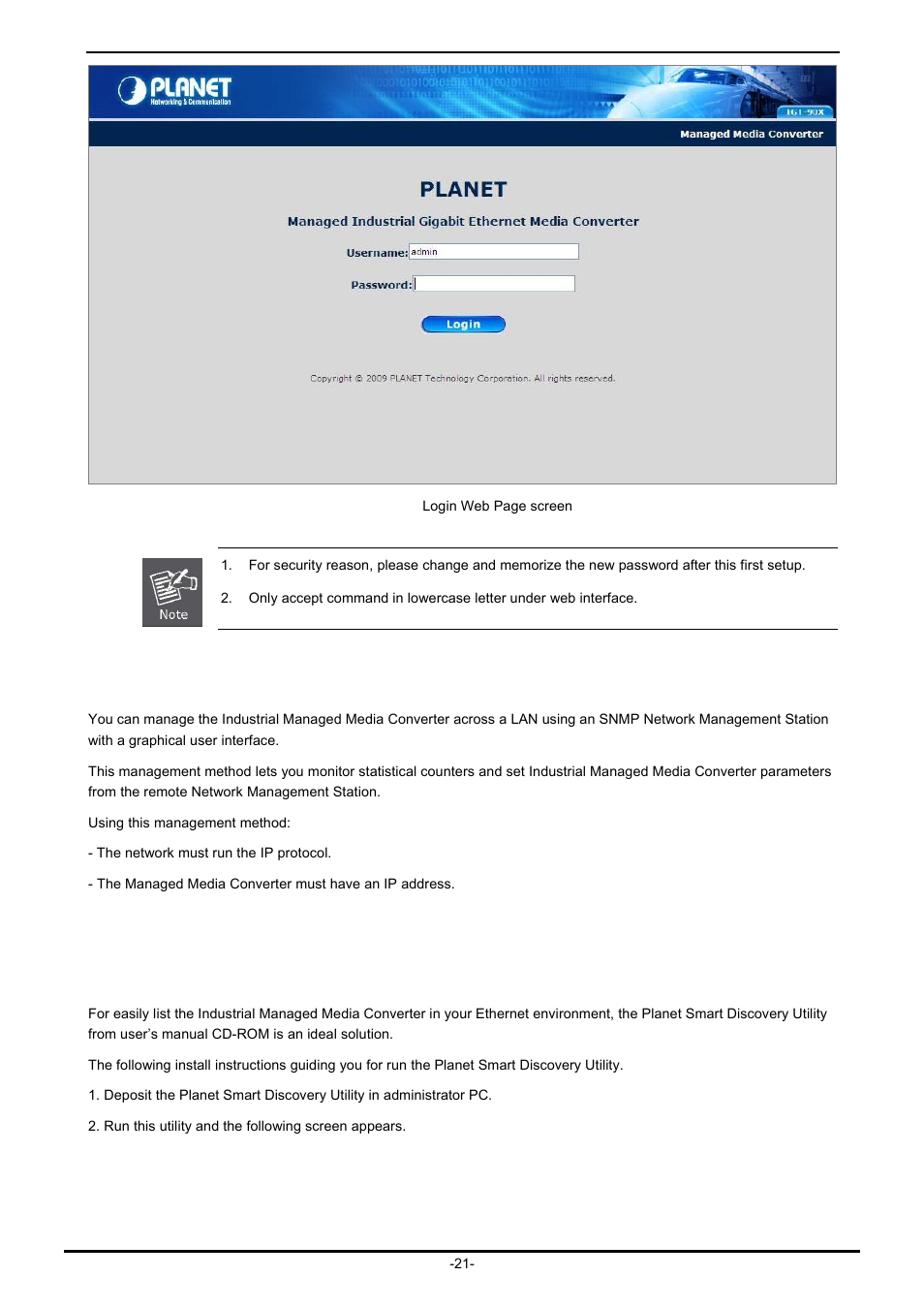 3 snmp management, 4 planet smart discovery utility | PLANET IGT-902 User Manual | Page 21 / 65