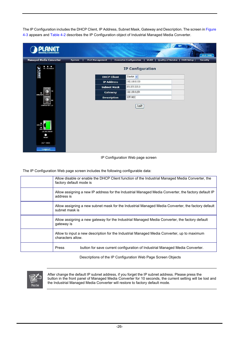 2 ip configuration | PLANET IGT-902 User Manual | Page 26 / 65