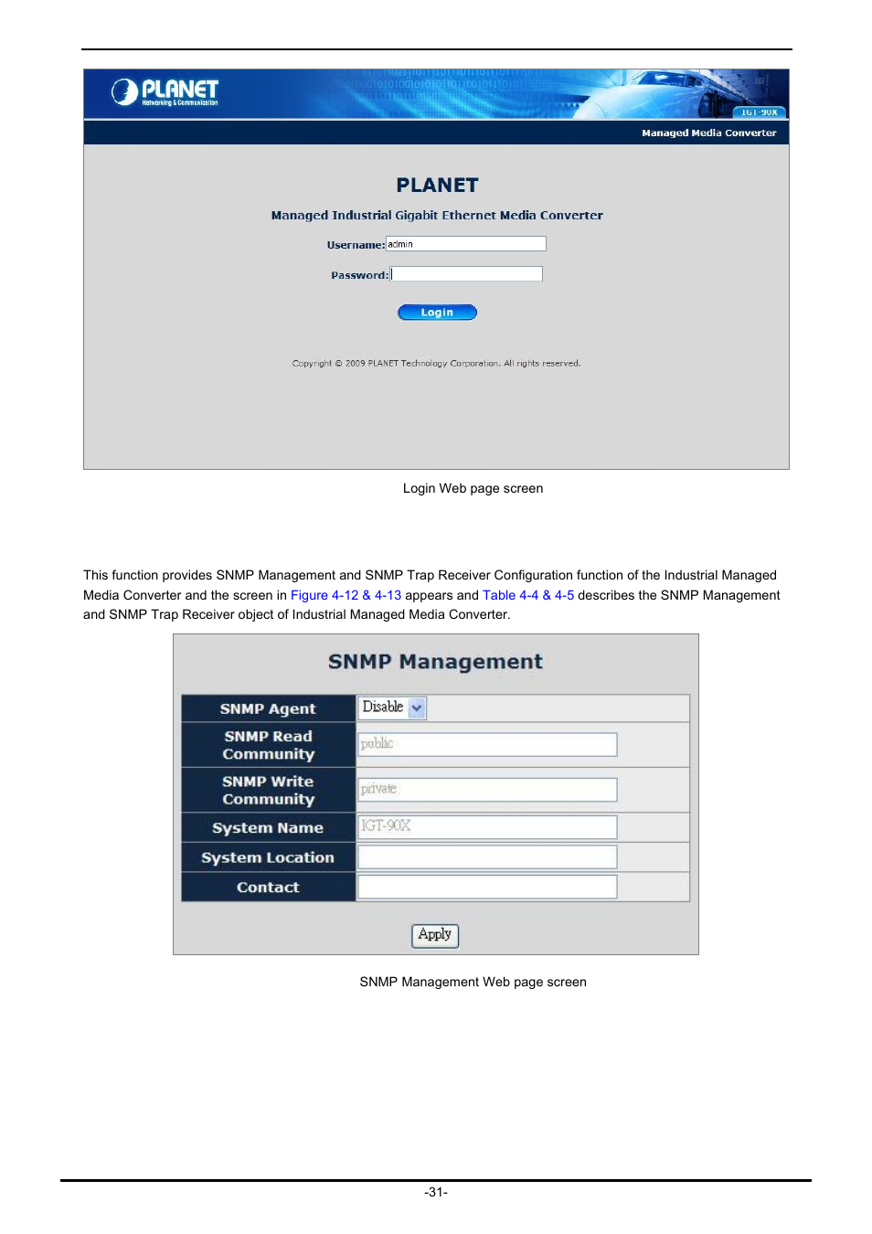 5 snmp management | PLANET IGT-902 User Manual | Page 31 / 65