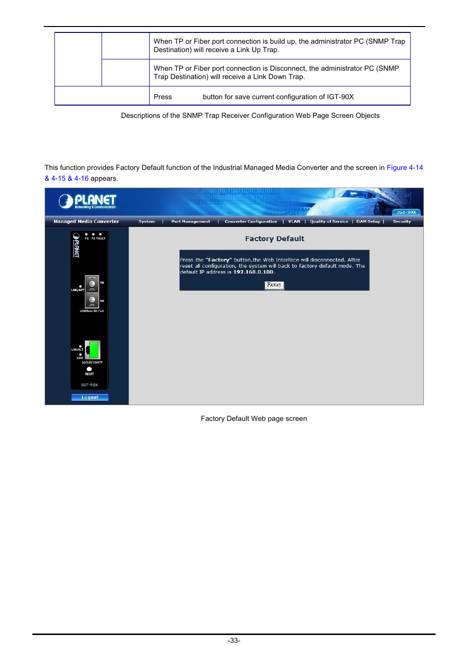 6 factory default | PLANET IGT-902 User Manual | Page 33 / 65