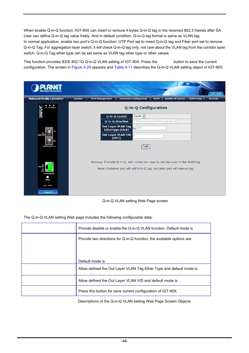 3 q-in-q vlan setting | PLANET IGT-902 User Manual | Page 48 / 65