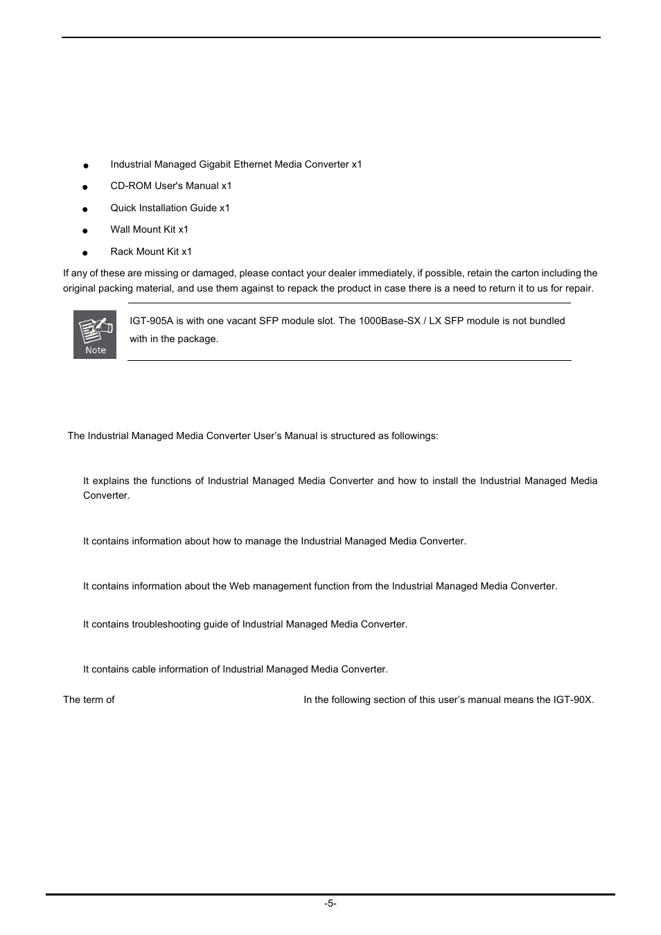 Introduction, 1 package contents, 2 how to use this manual | PLANET IGT-902 User Manual | Page 5 / 65