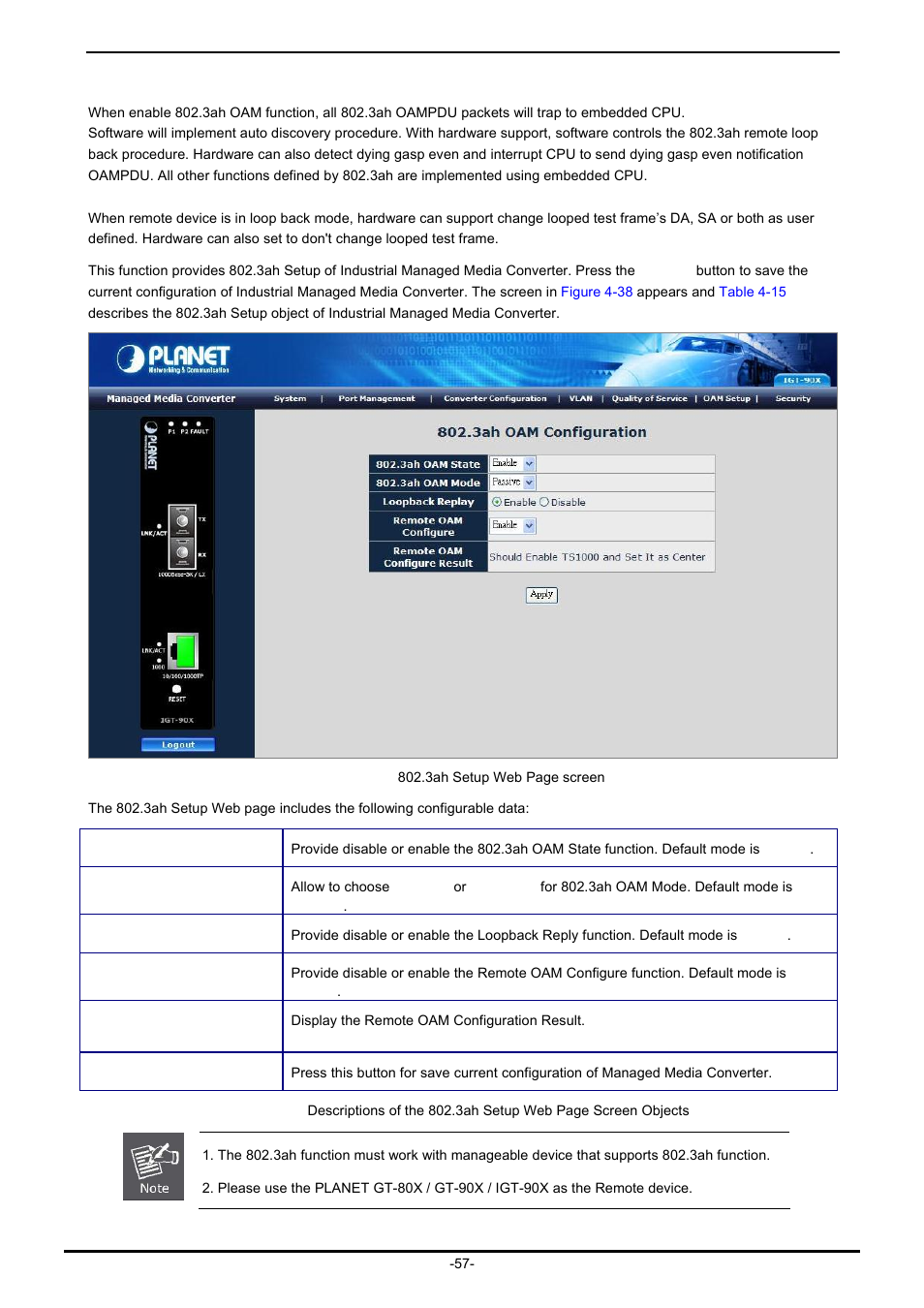 4 802.3ah setup | PLANET IGT-902 User Manual | Page 57 / 65