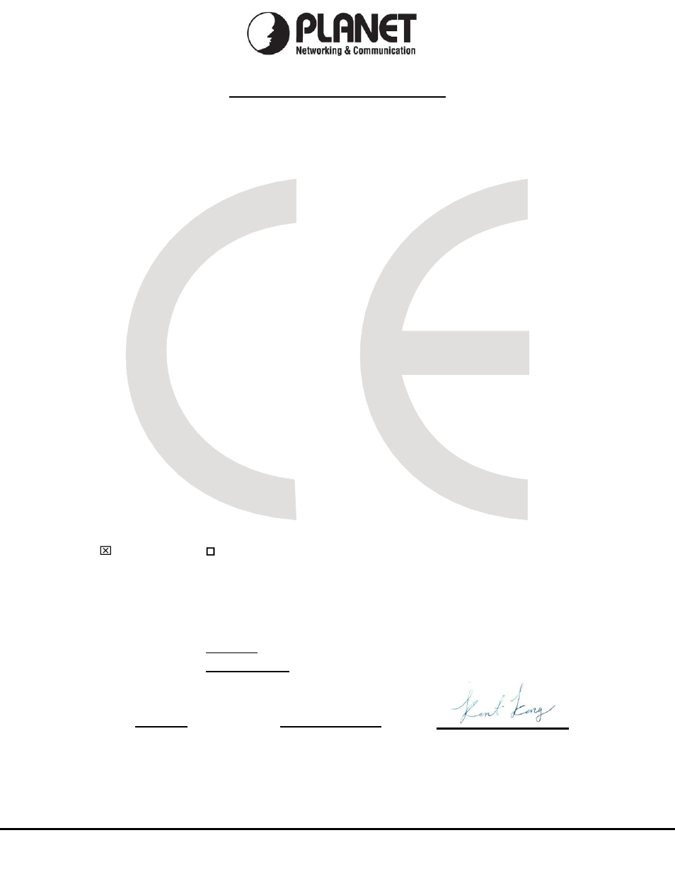 Ec declaration of conformity, Planet technology corporation | PLANET IGT-902 User Manual | Page 65 / 65