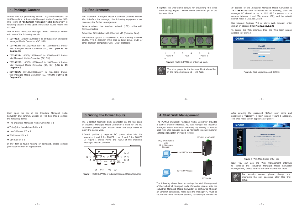 PLANET IGT-902 User Manual | 2 pages