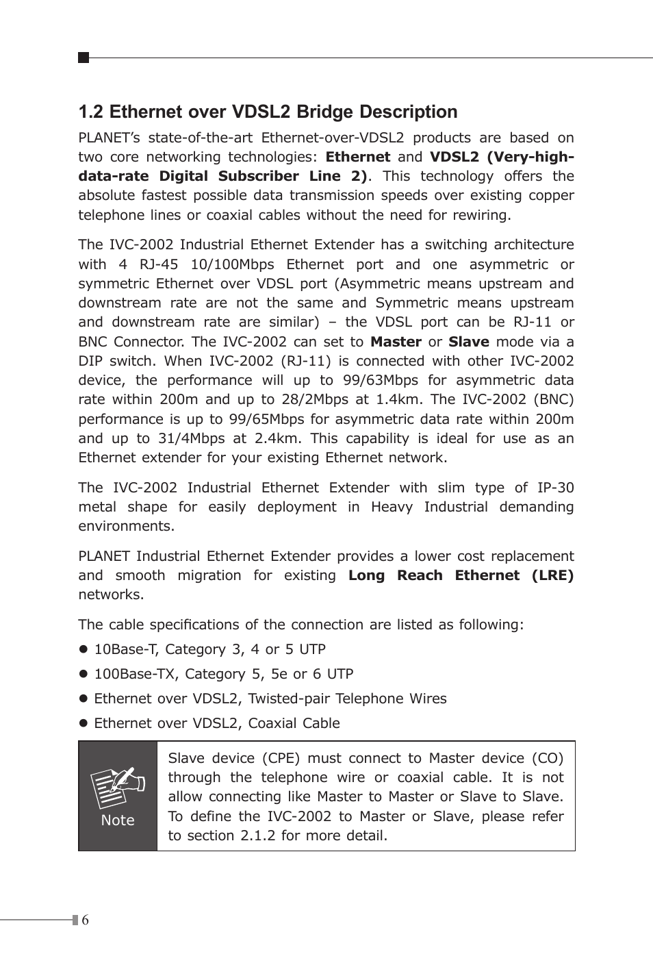 2 ethernet over vdsl2 bridge description | PLANET IVC-2002 User Manual | Page 6 / 28