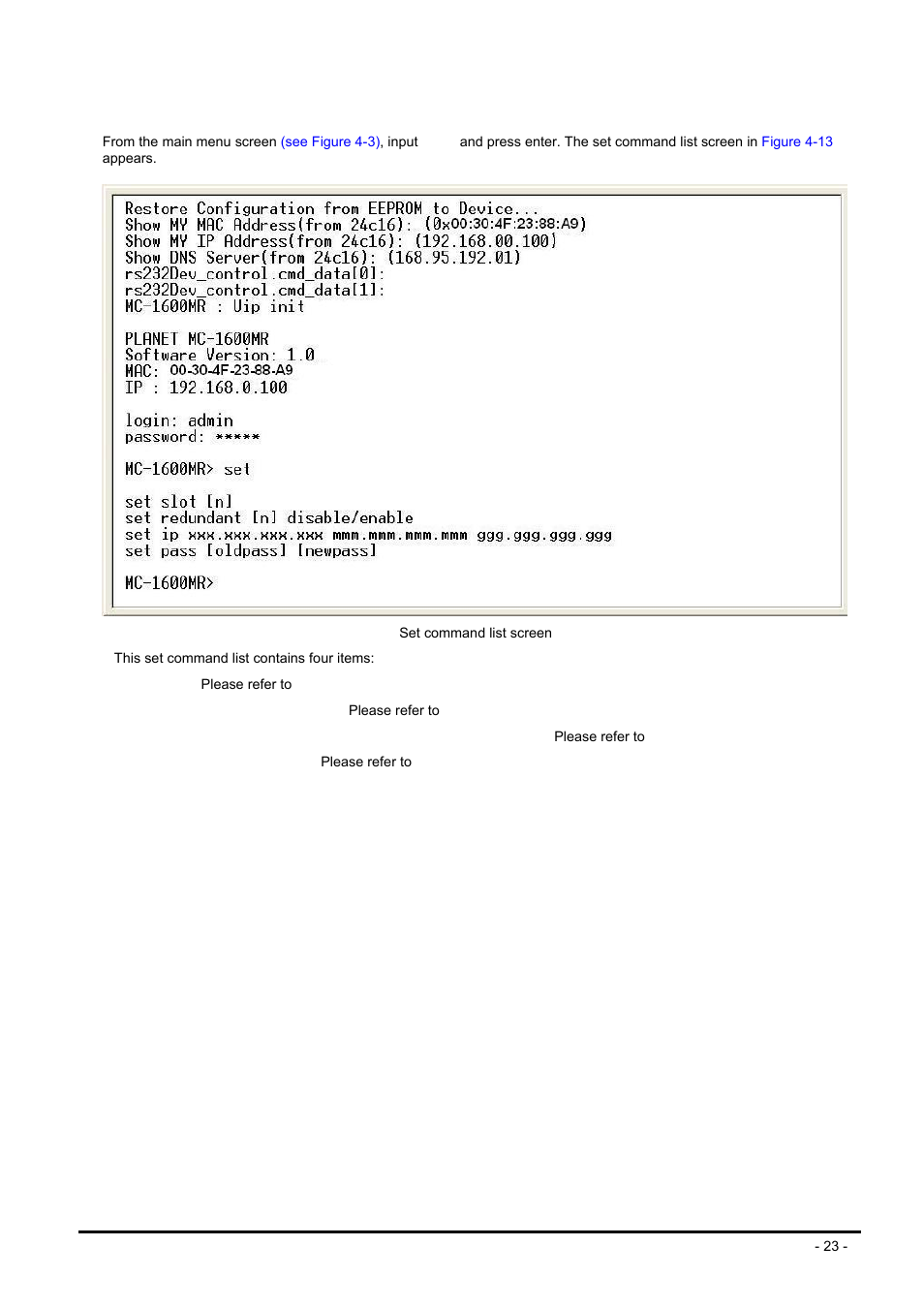 3 set command | PLANET MC-1600MR User Manual | Page 23 / 51