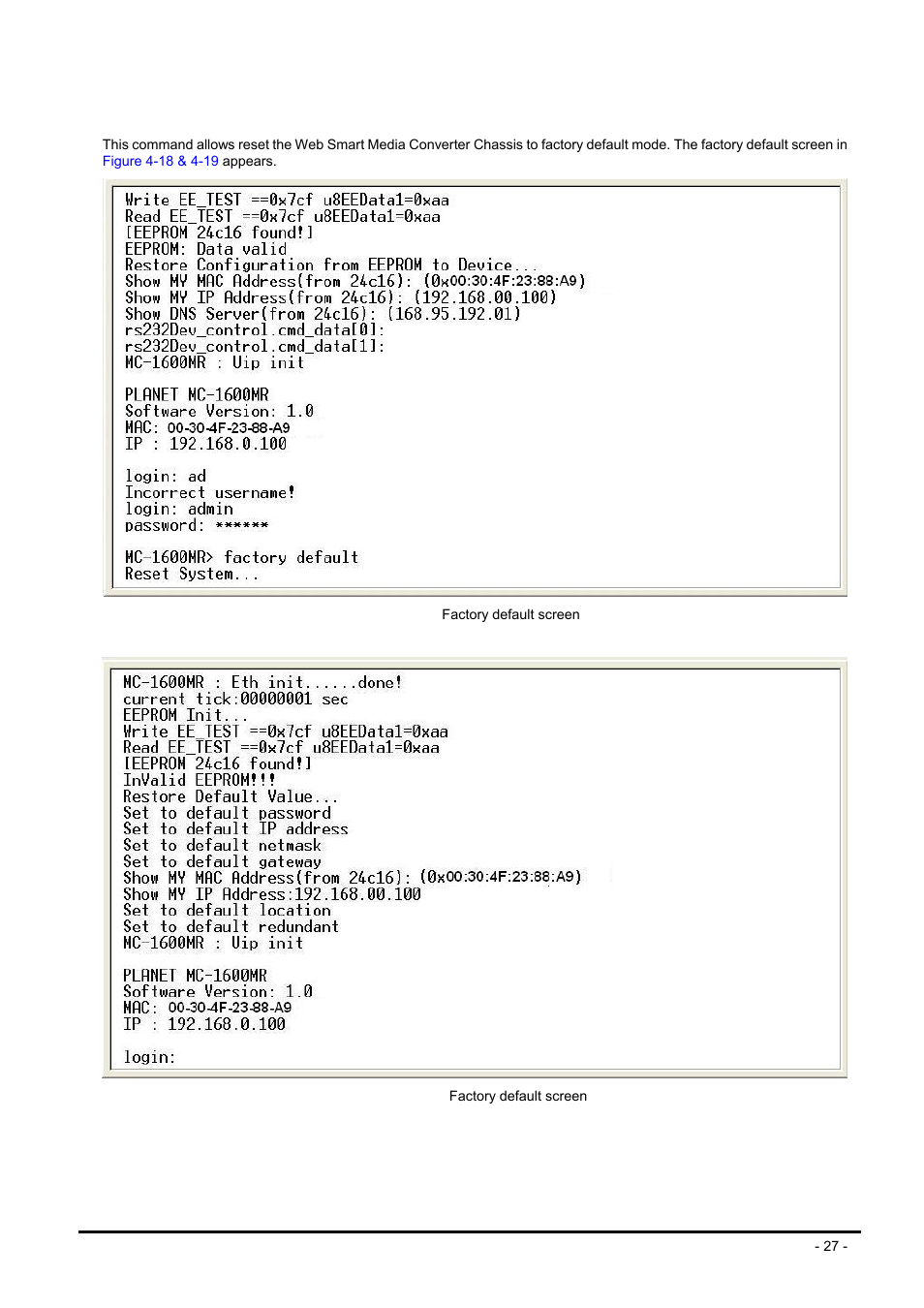 4 factory default | PLANET MC-1600MR User Manual | Page 27 / 51
