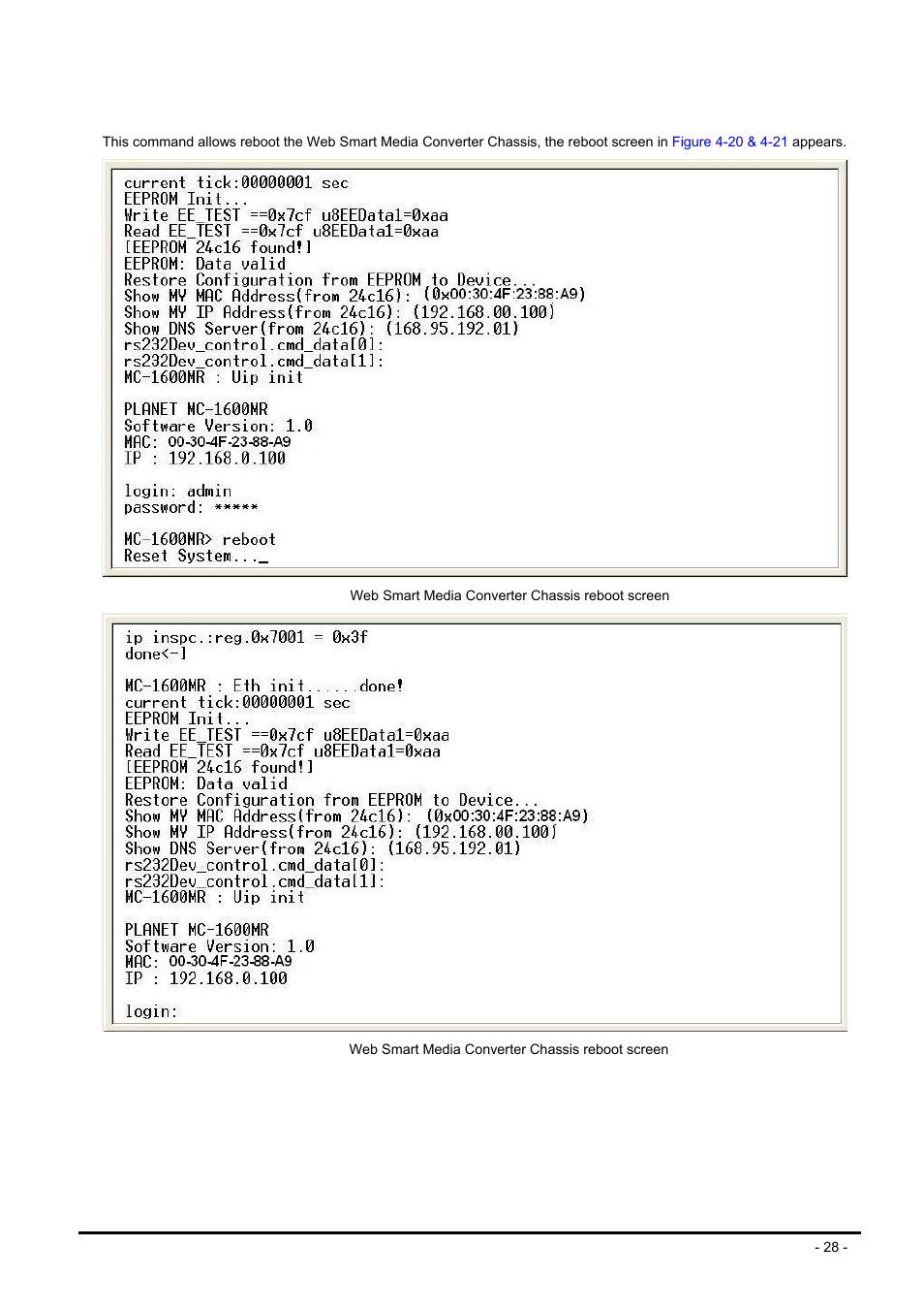 5 reboot | PLANET MC-1600MR User Manual | Page 28 / 51