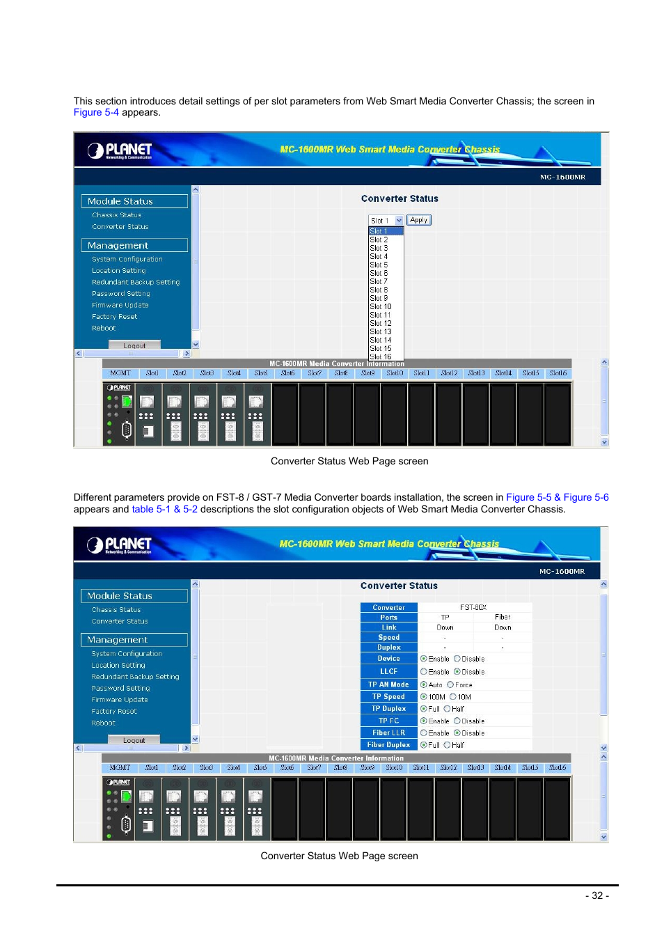 3 converter status, Onverter, Tatus | PLANET MC-1600MR User Manual | Page 32 / 51