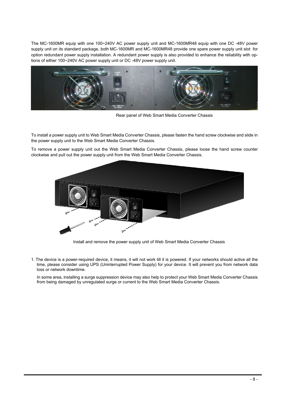 2 rear panel, Anel | PLANET MC-1600MR User Manual | Page 8 / 51