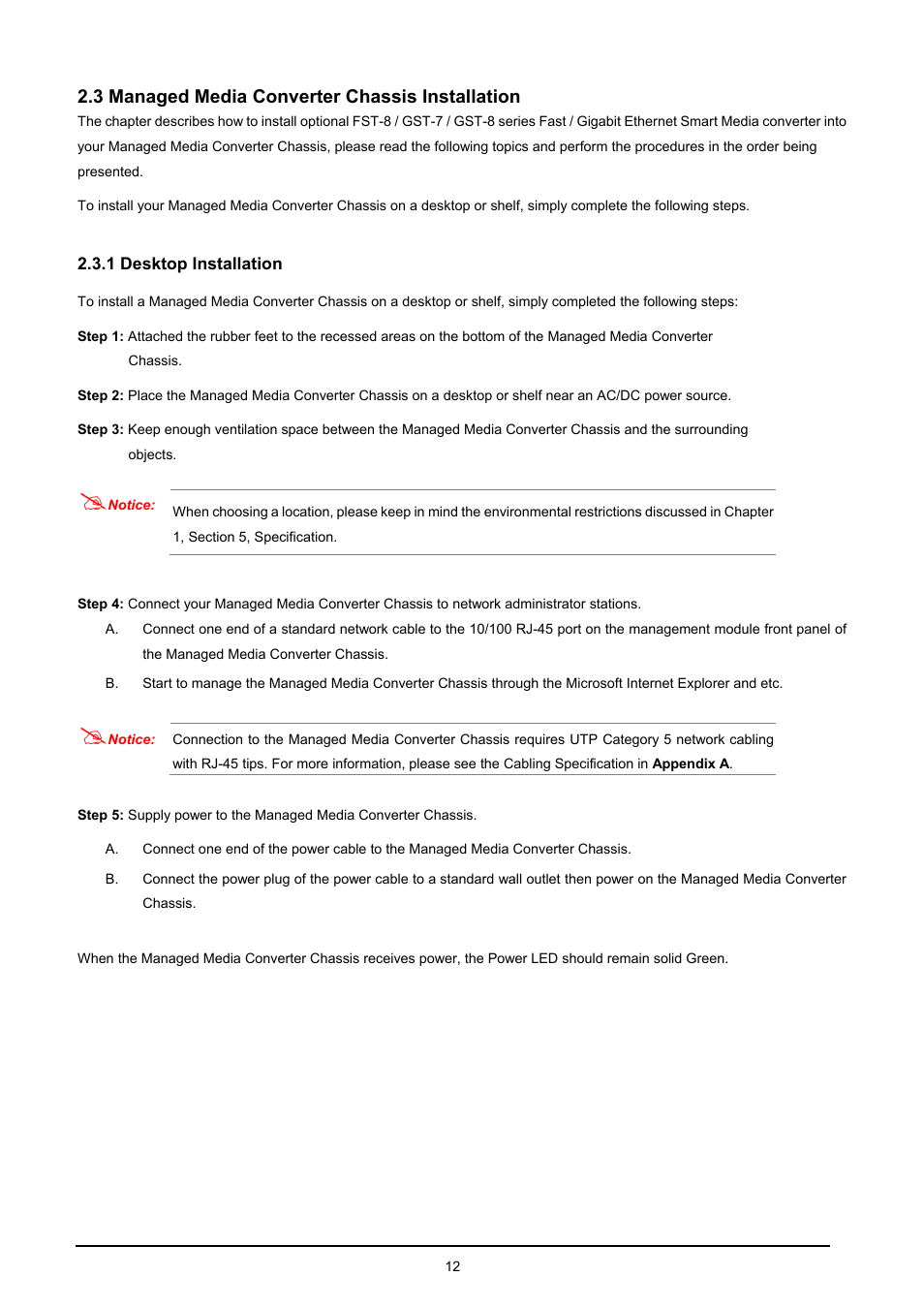 3 managed media converter chassis installation, 1 desktop installation, Anaged | Edia, Onverter, Hassis, Nstallation | PLANET MC-1610MR User Manual | Page 12 / 68