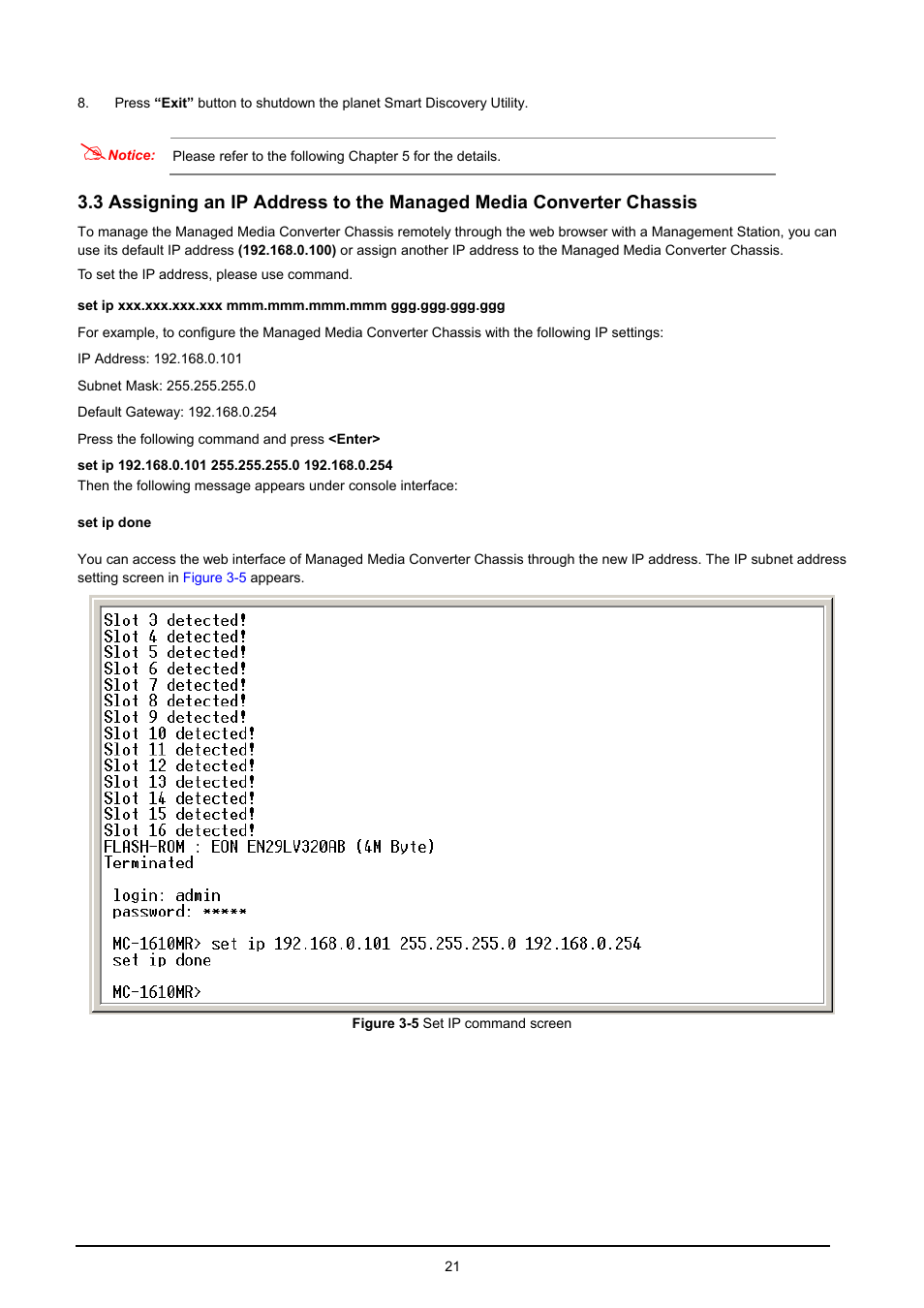 Ssigning an, Ddress to the, Anaged | Edia, Onverter, Hassis | PLANET MC-1610MR User Manual | Page 21 / 68