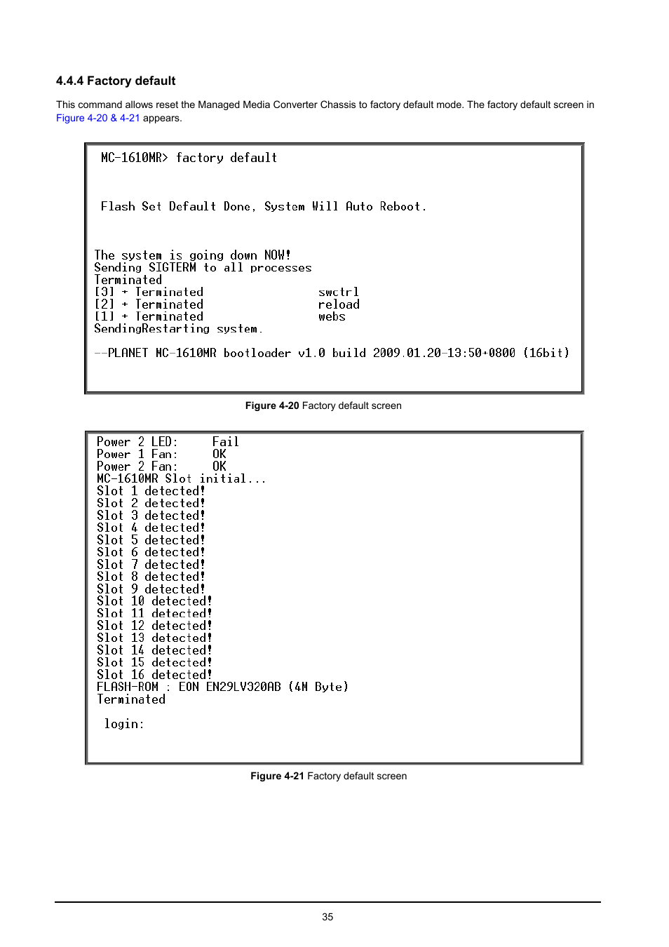 4 factory default | PLANET MC-1610MR User Manual | Page 35 / 68