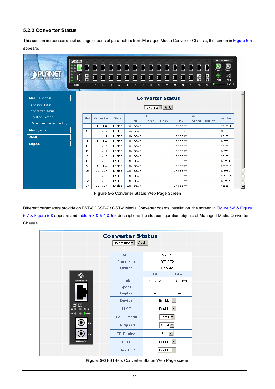 2 converter status | PLANET MC-1610MR User Manual | Page 41 / 68