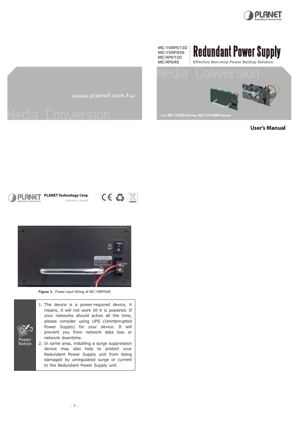 PLANET MC-1610MR User Manual | Page 2 / 2