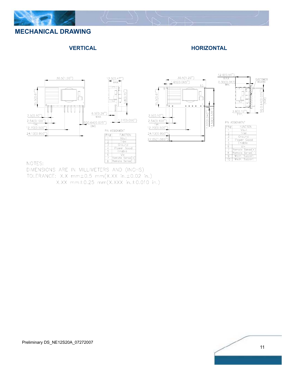 Mechanical drawing | Delta Electronics 4.5V~13.8Vin User Manual | Page 11 / 12