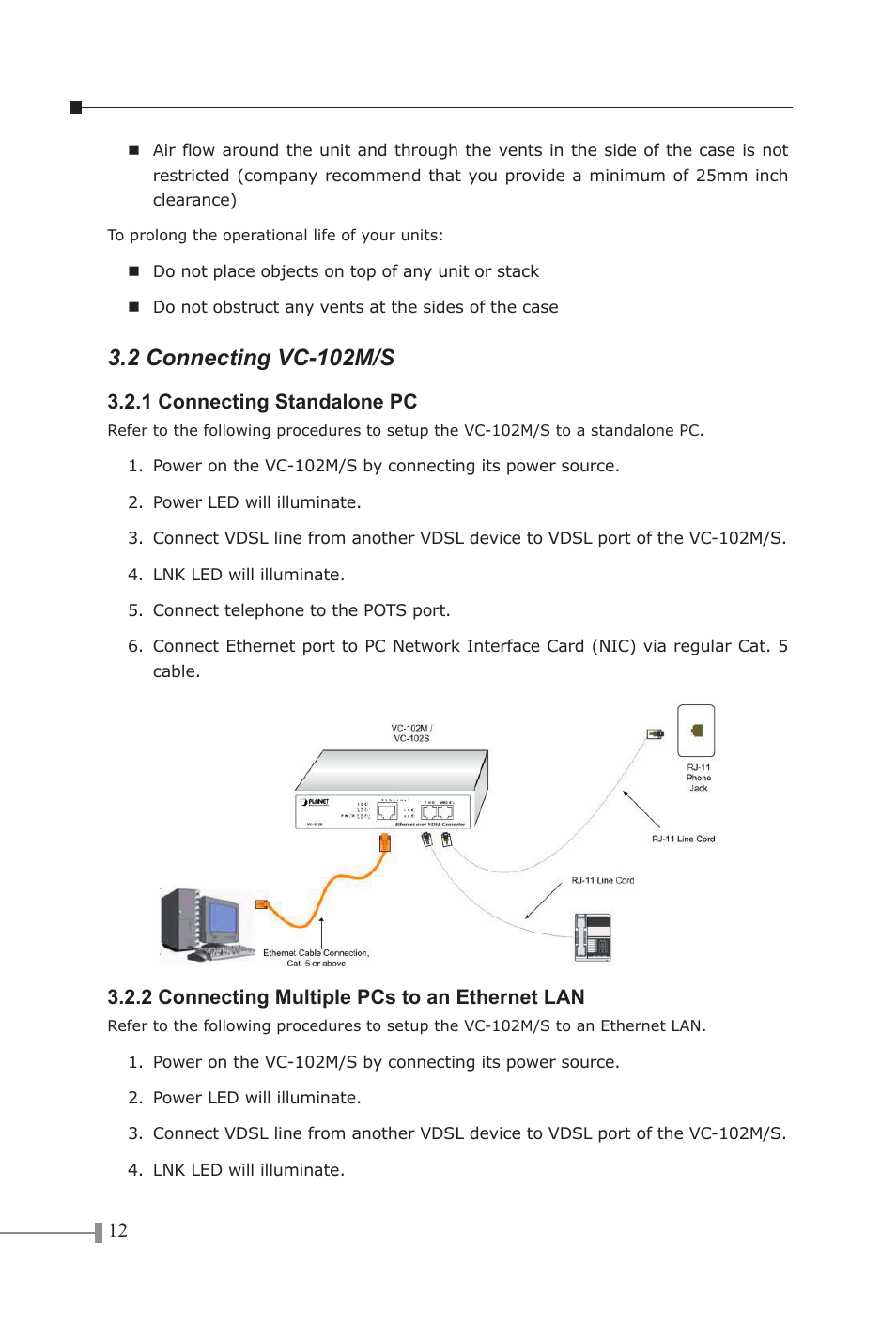 2 connecting vc-102m/s | PLANET VC-102M User Manual | Page 14 / 18