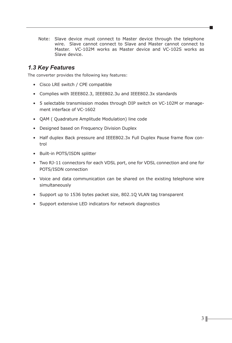 3 key features | PLANET VC-102M User Manual | Page 5 / 18