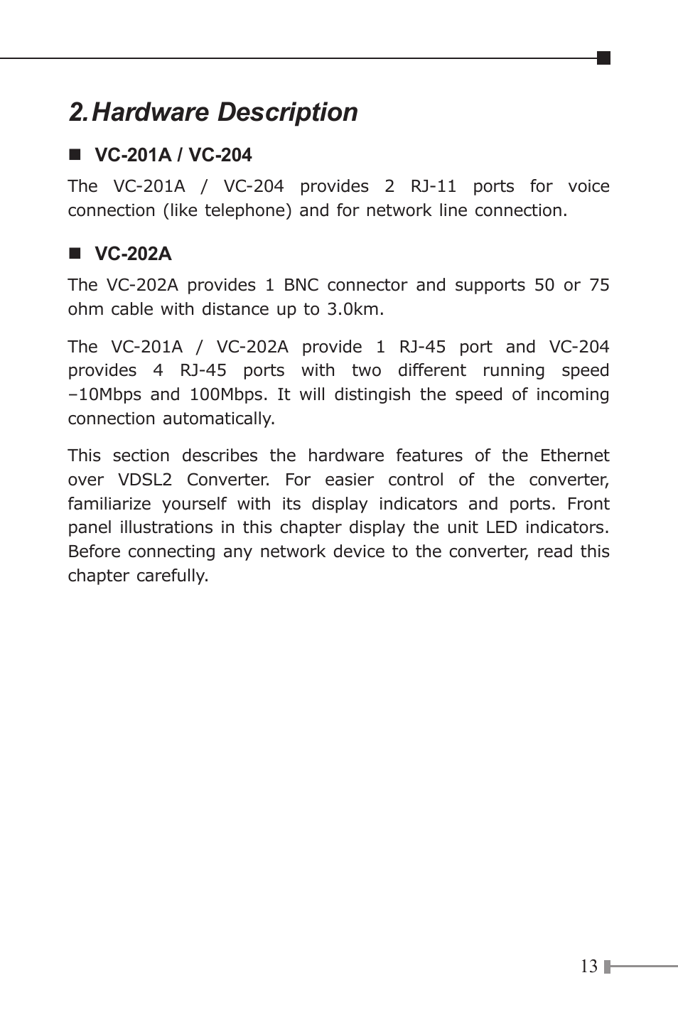 Hardware description | PLANET VC-201A User Manual | Page 13 / 32