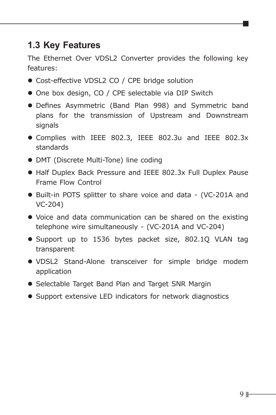 3 key features | PLANET VC-201A User Manual | Page 9 / 32
