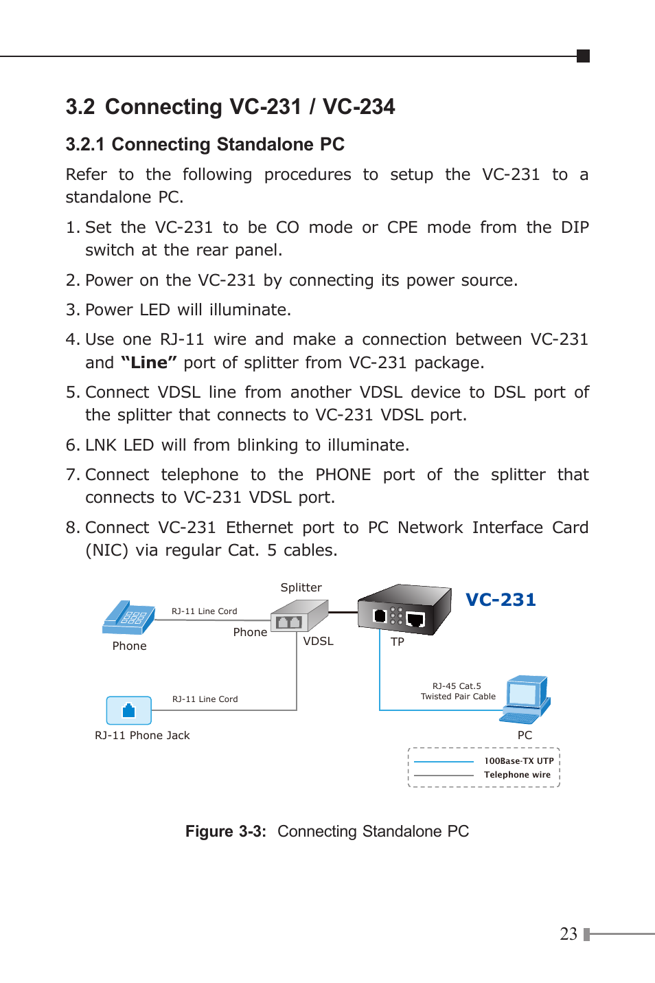 1 connecting standalone pc, Vc-231 | PLANET VC-231 User Manual | Page 23 / 32