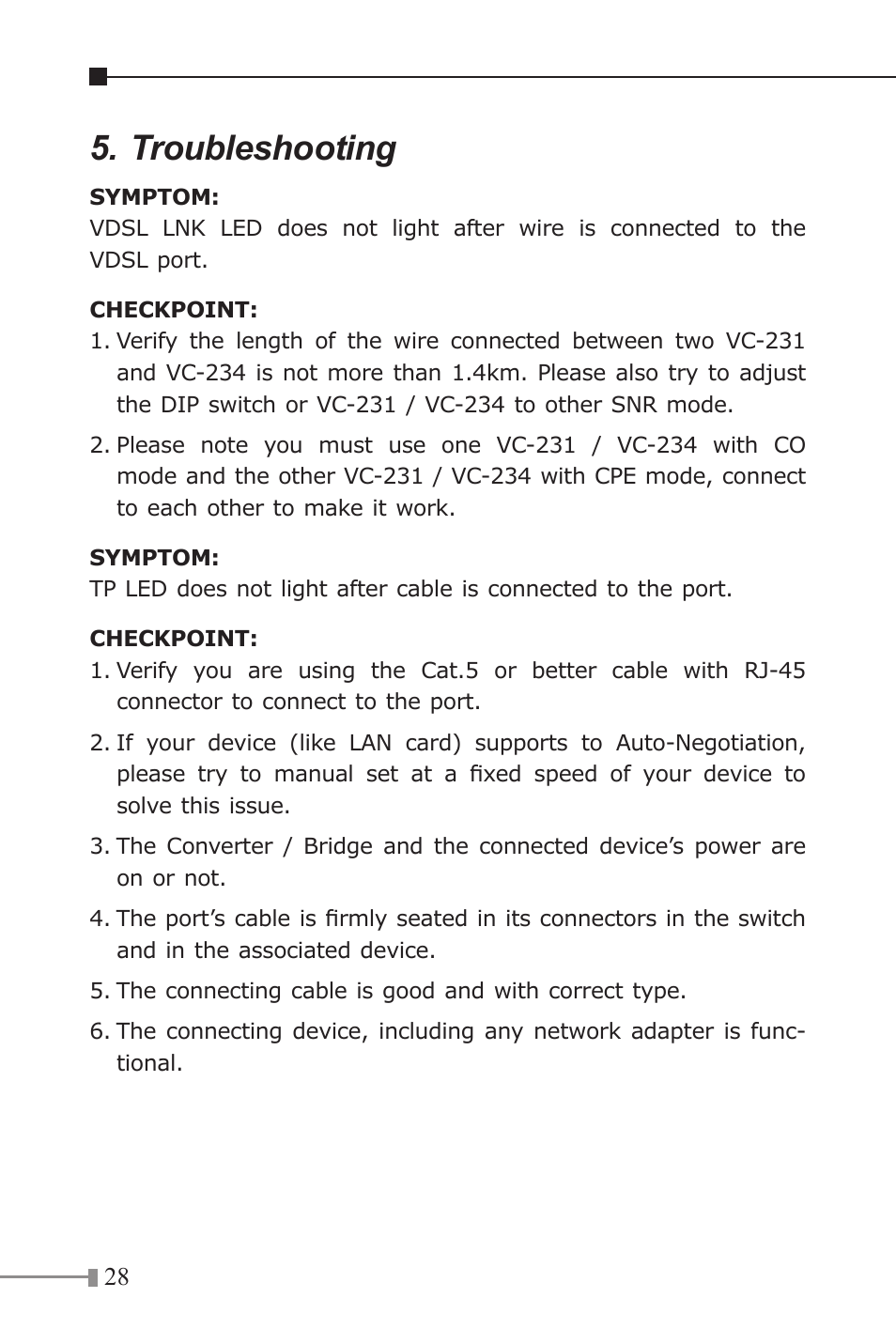 Troubleshooting | PLANET VC-231 User Manual | Page 28 / 32