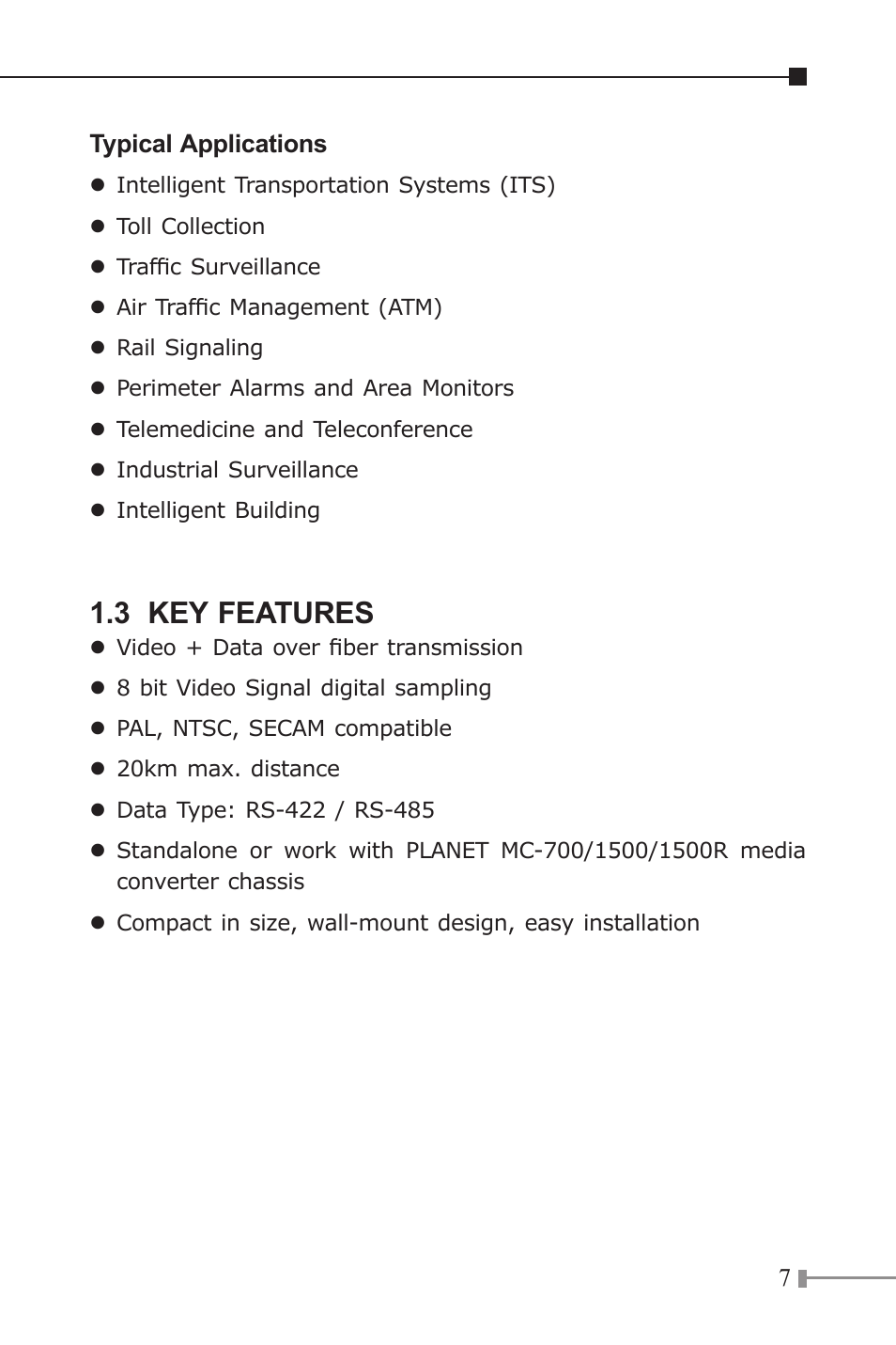 3 key features | PLANET VF-102-KIT User Manual | Page 7 / 16