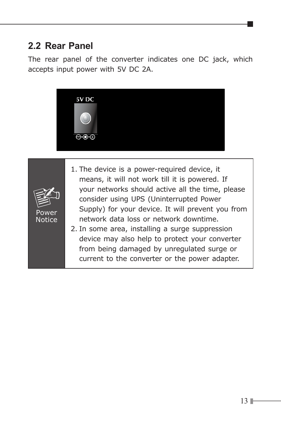 2 rear panel | PLANET VF-10x-KIT User Manual | Page 13 / 20