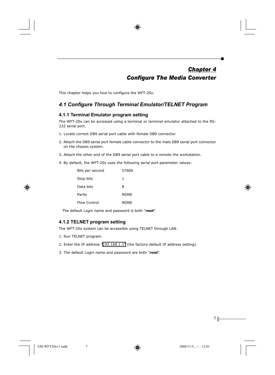 Chapter 4 configure the media converter | PLANET WFT-201 User Manual | Page 9 / 22