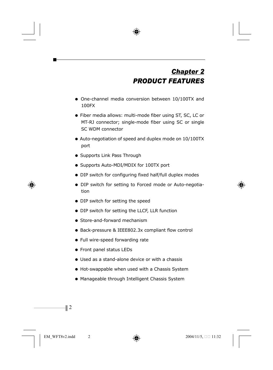 Chapter 2 product features | PLANET WFT-801 User Manual | Page 4 / 18