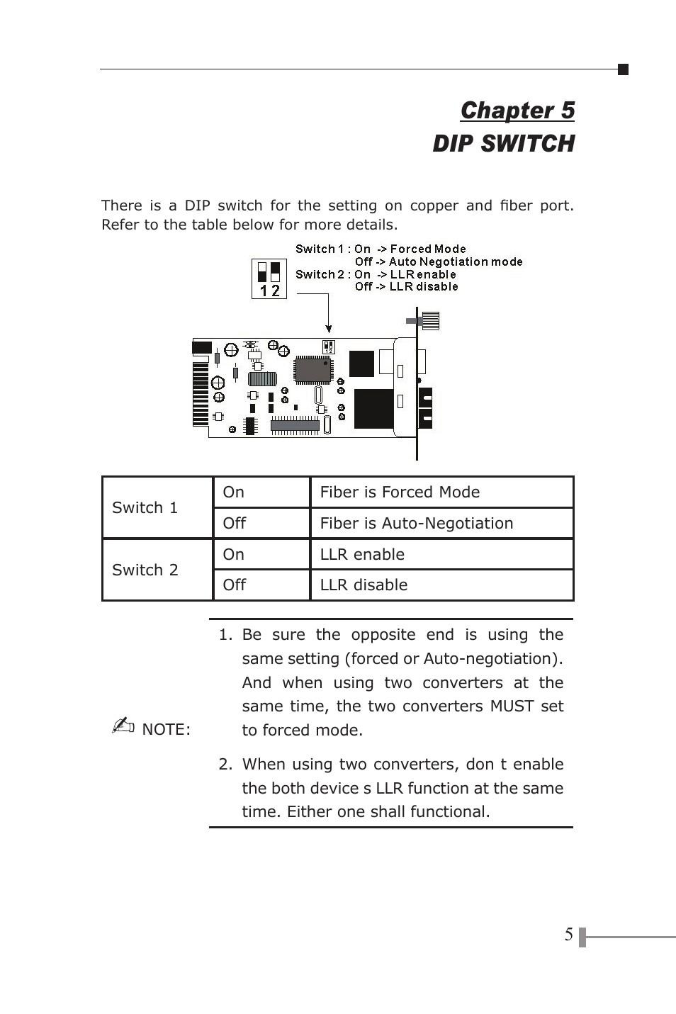 Installing the converter to, Chapter 5 dip switch | PLANET WGT-702 User Manual | Page 9 / 18