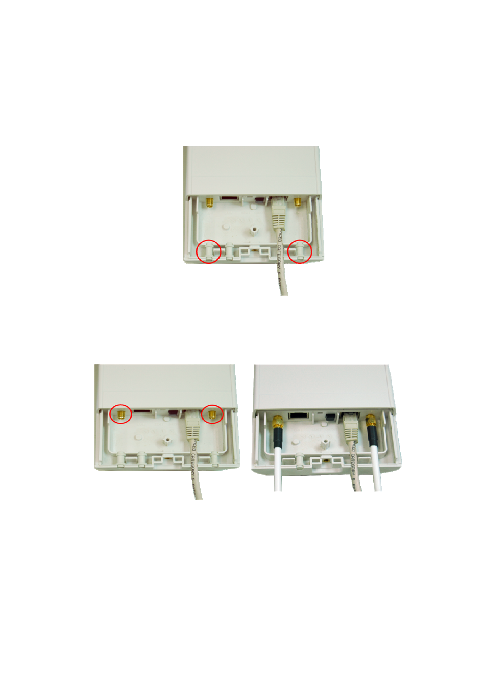 2 using the external antenna, Figure 10 remove the plugs, Figure 11 connect to external antenna | PLANET WNAP-7300 User Manual | Page 20 / 70