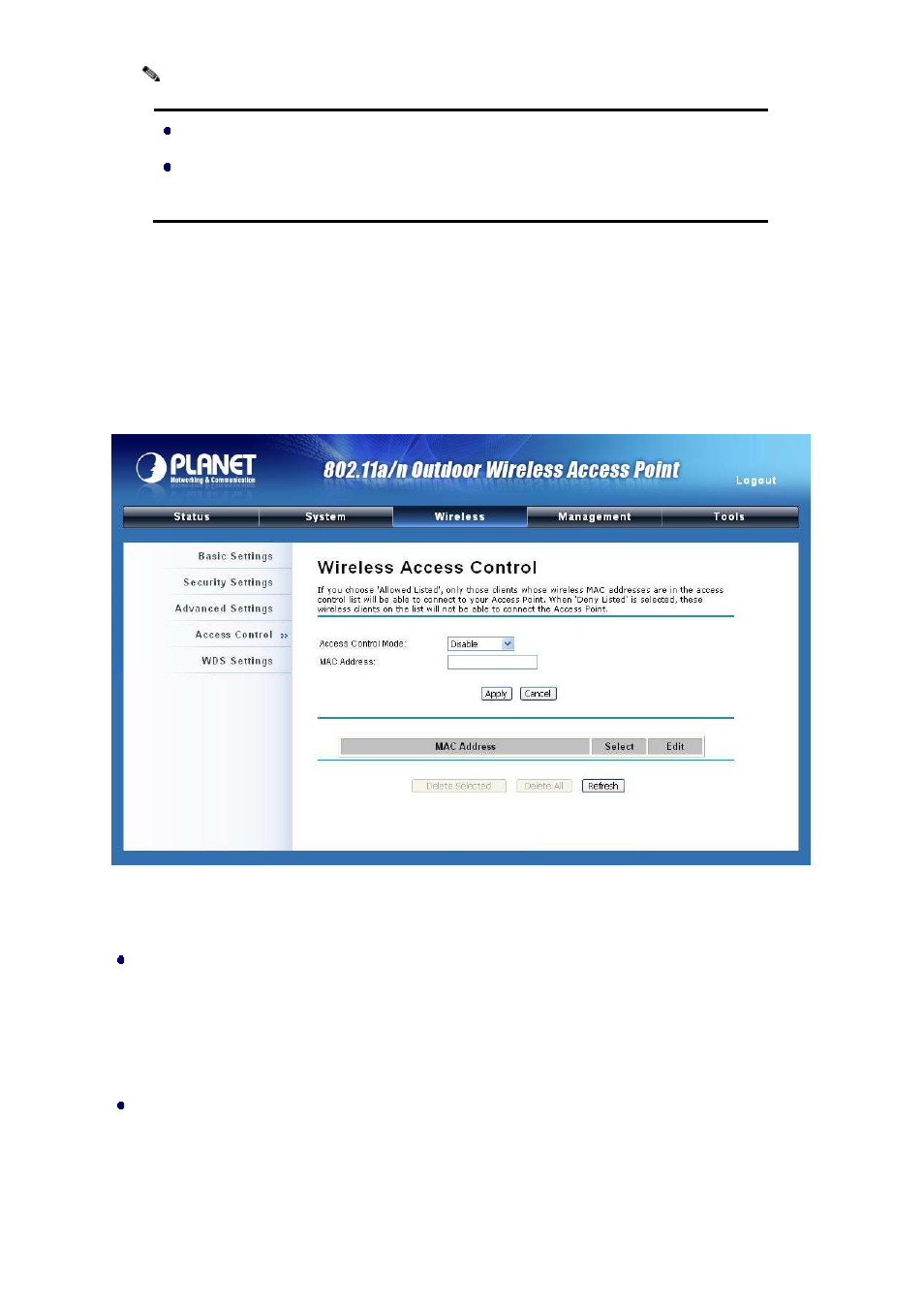 2 access control, Figure 31 access control | PLANET WNAP-7300 User Manual | Page 46 / 70