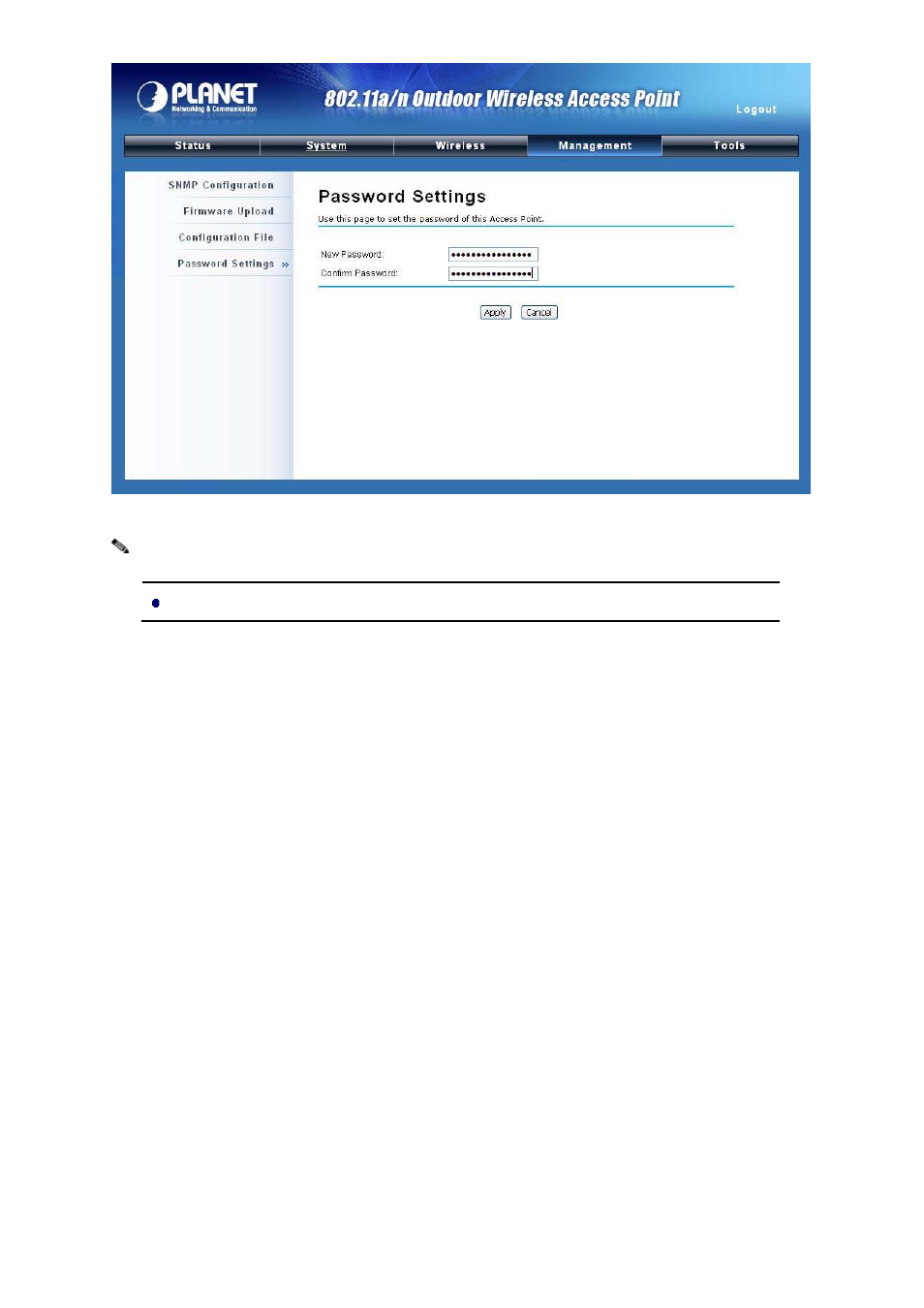 7 system log, Figure 39 password | PLANET WNAP-7300 User Manual | Page 55 / 70