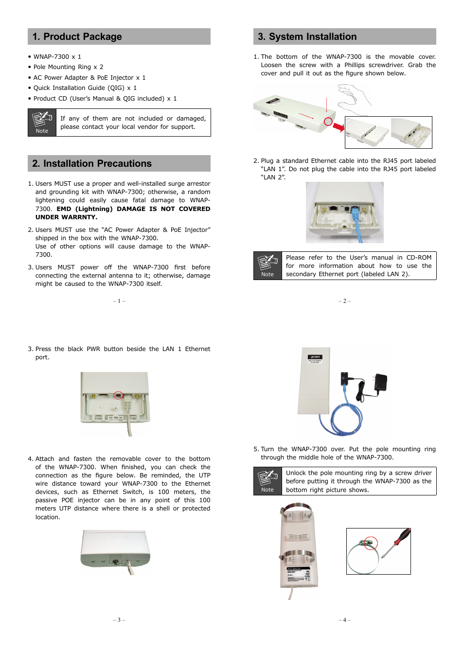 PLANET WNAP-7300 User Manual | 2 pages