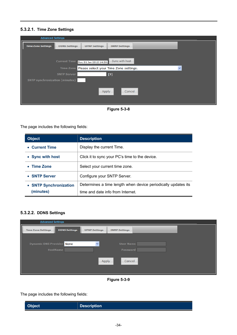 Time zone settings, Ddns settings | PLANET WNAP-7320 User Manual | Page 42 / 106