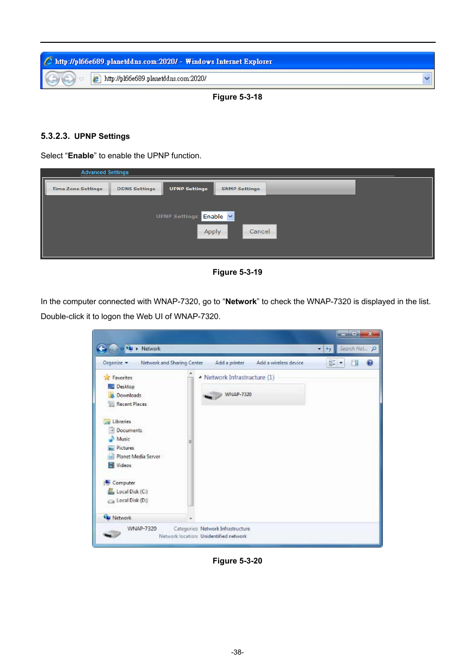 Upnp settings | PLANET WNAP-7320 User Manual | Page 46 / 106