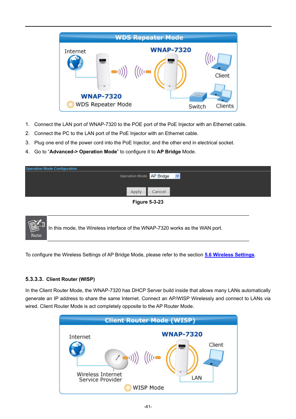 Client router (wisp) | PLANET WNAP-7320 User Manual | Page 49 / 106